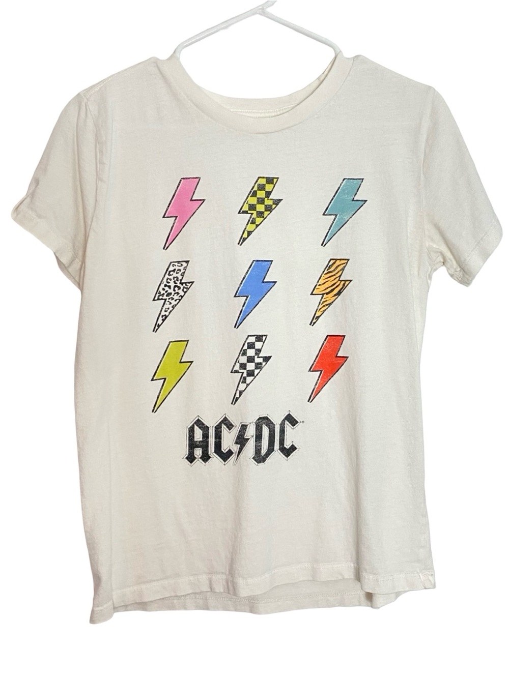 ACDC AC/DC Band Tee Tshirt Womens Size Small Lightning Bolt Chest 17 Length 24
